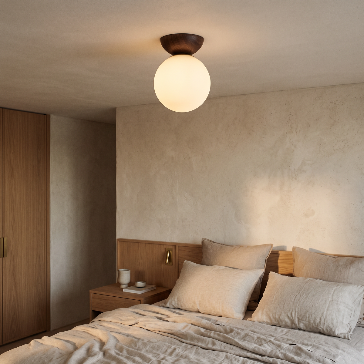 Kiko Wood & Glass Japandi Ceiling Light