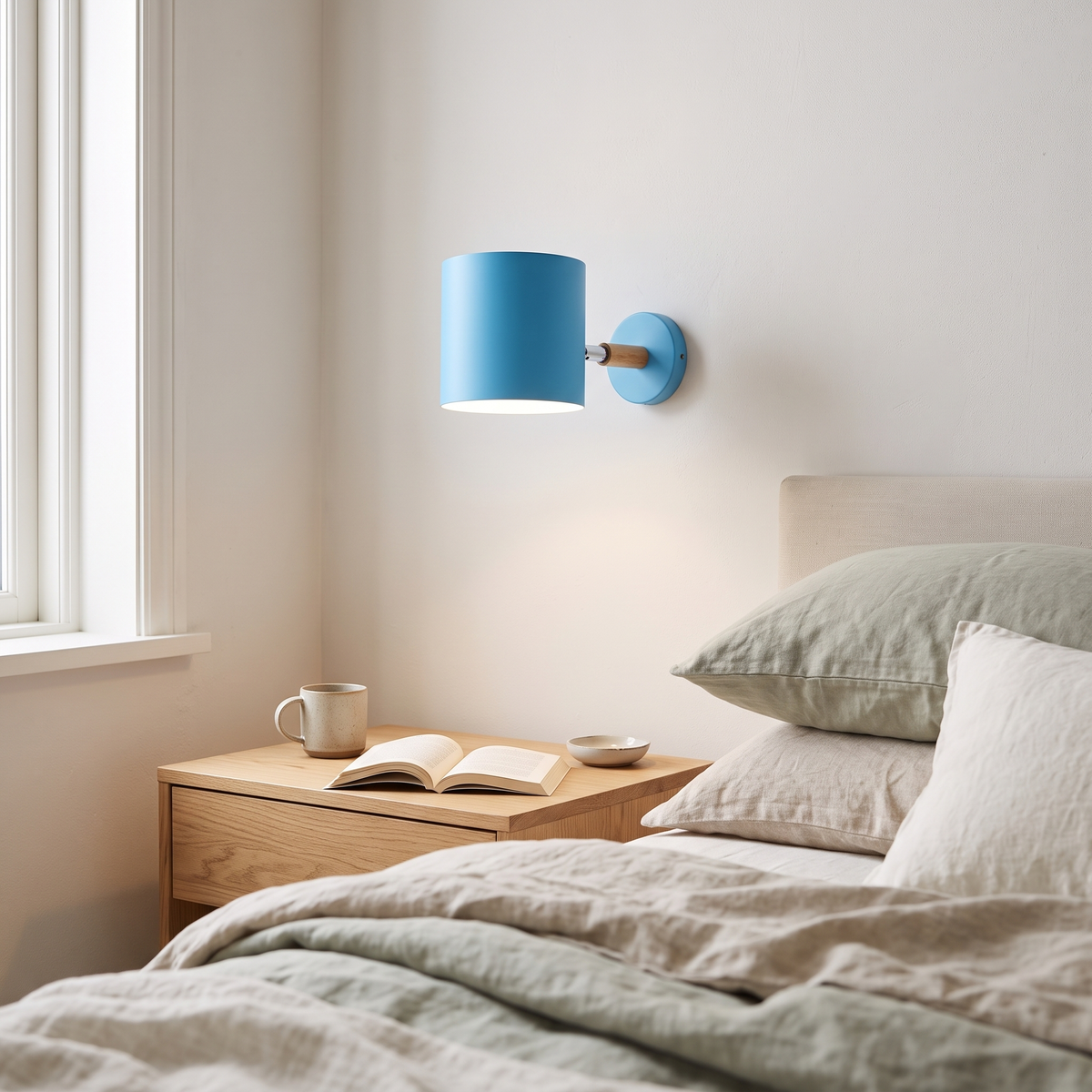 Juni Pastel Adjustable Wooden Wall Lamp