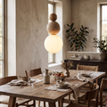 Cleonice Travertine, Wood & Glass Pendant Light