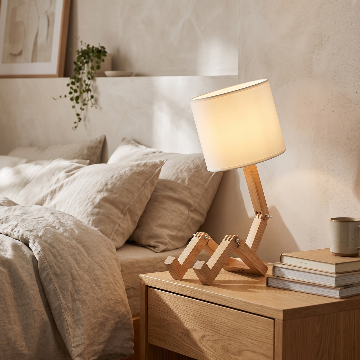 Rilna Posable Solid Wood Table Lamp