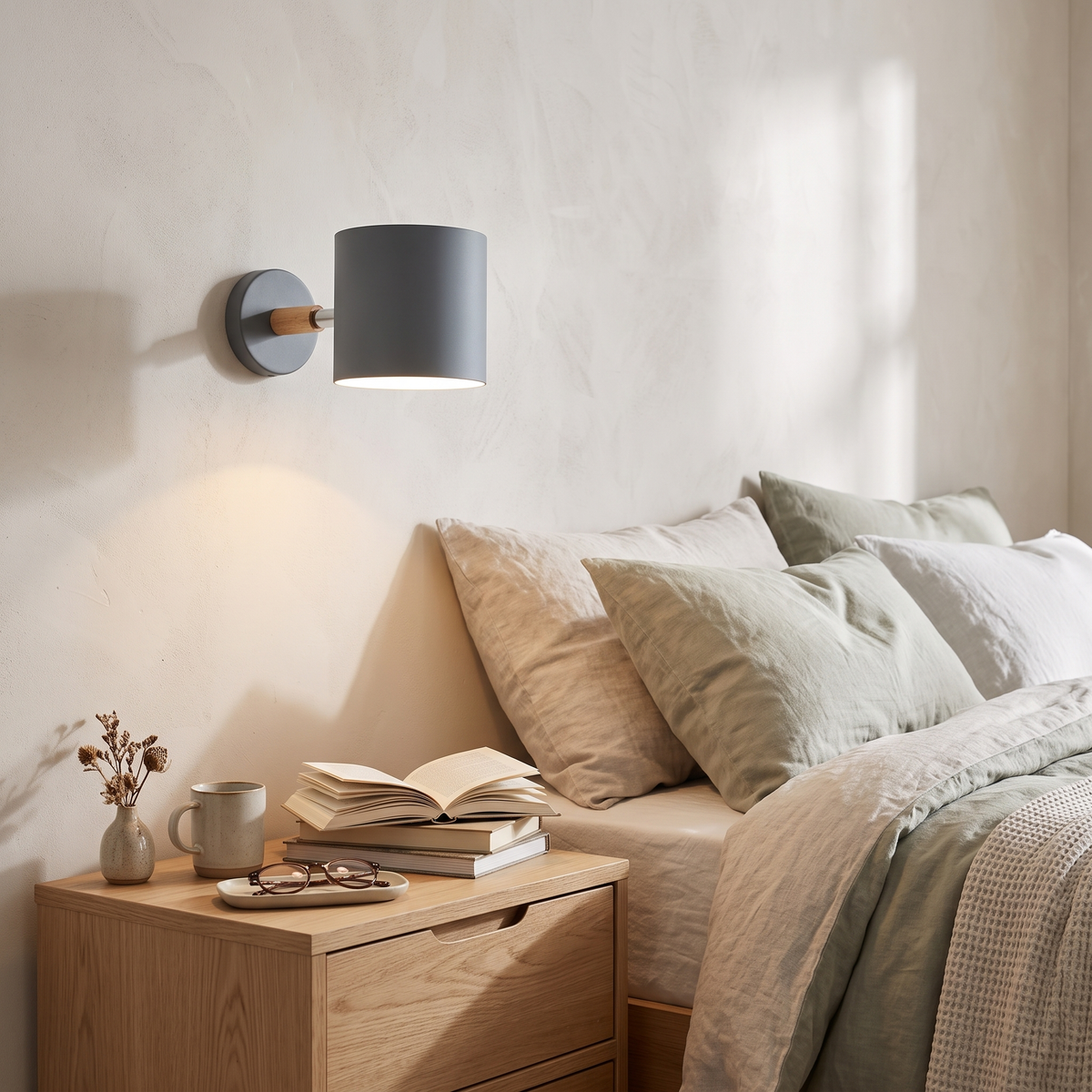 Juni Pastel Adjustable Wooden Wall Lamp