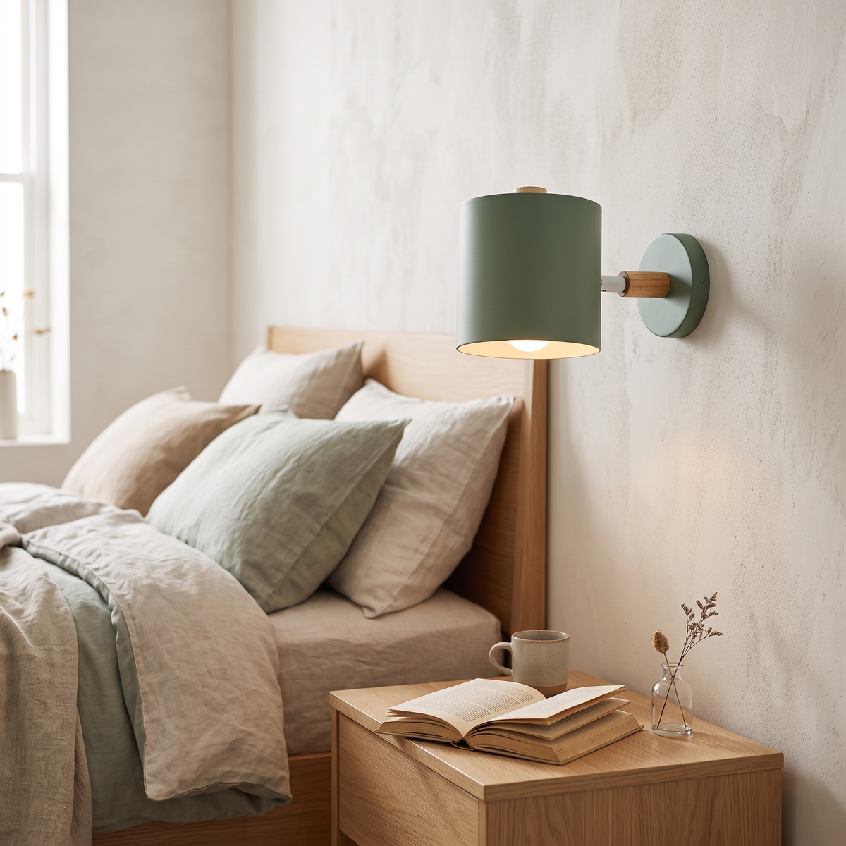 Juni Pastel Adjustable Wooden Wall Lamp