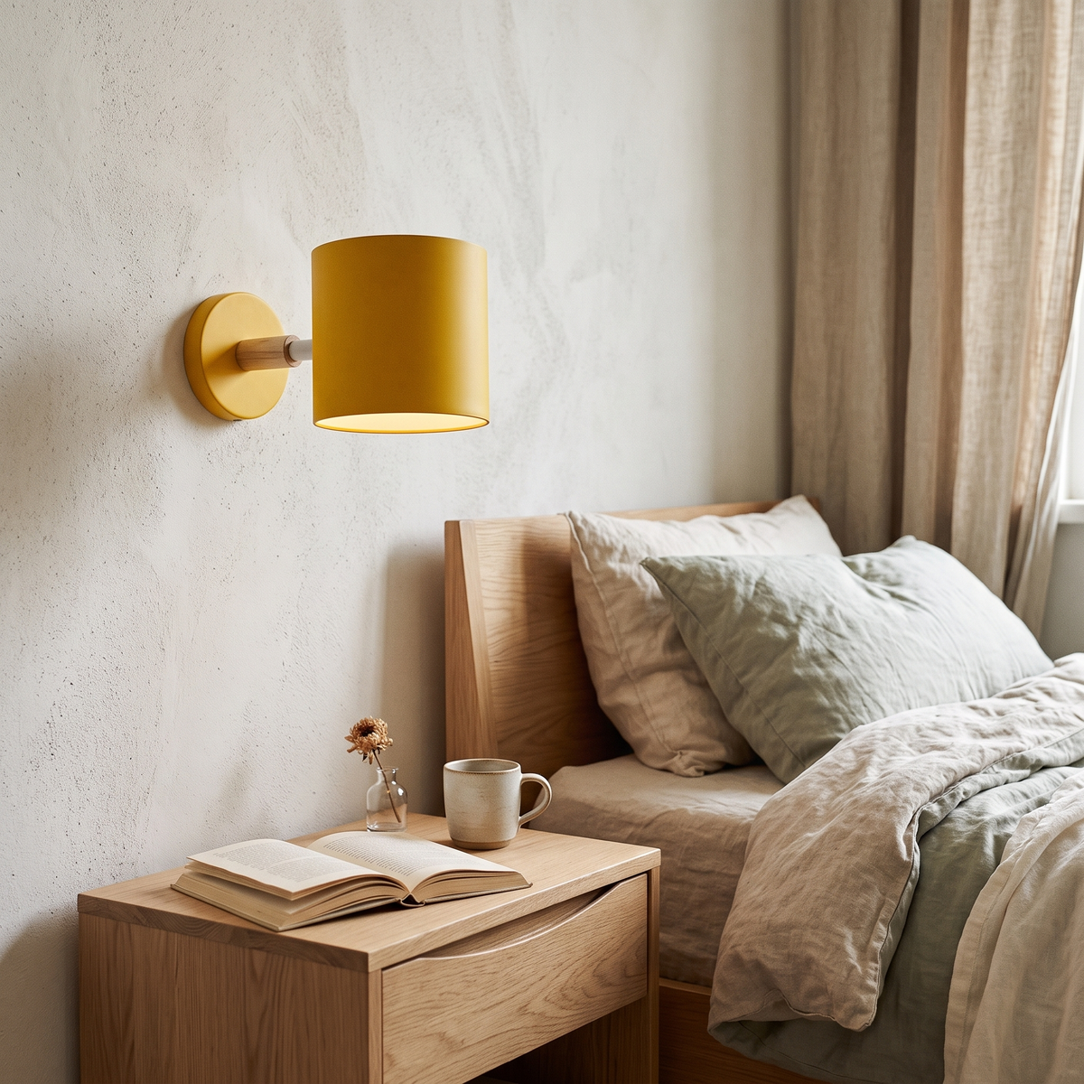 Juni Pastel Adjustable Wooden Wall Lamp