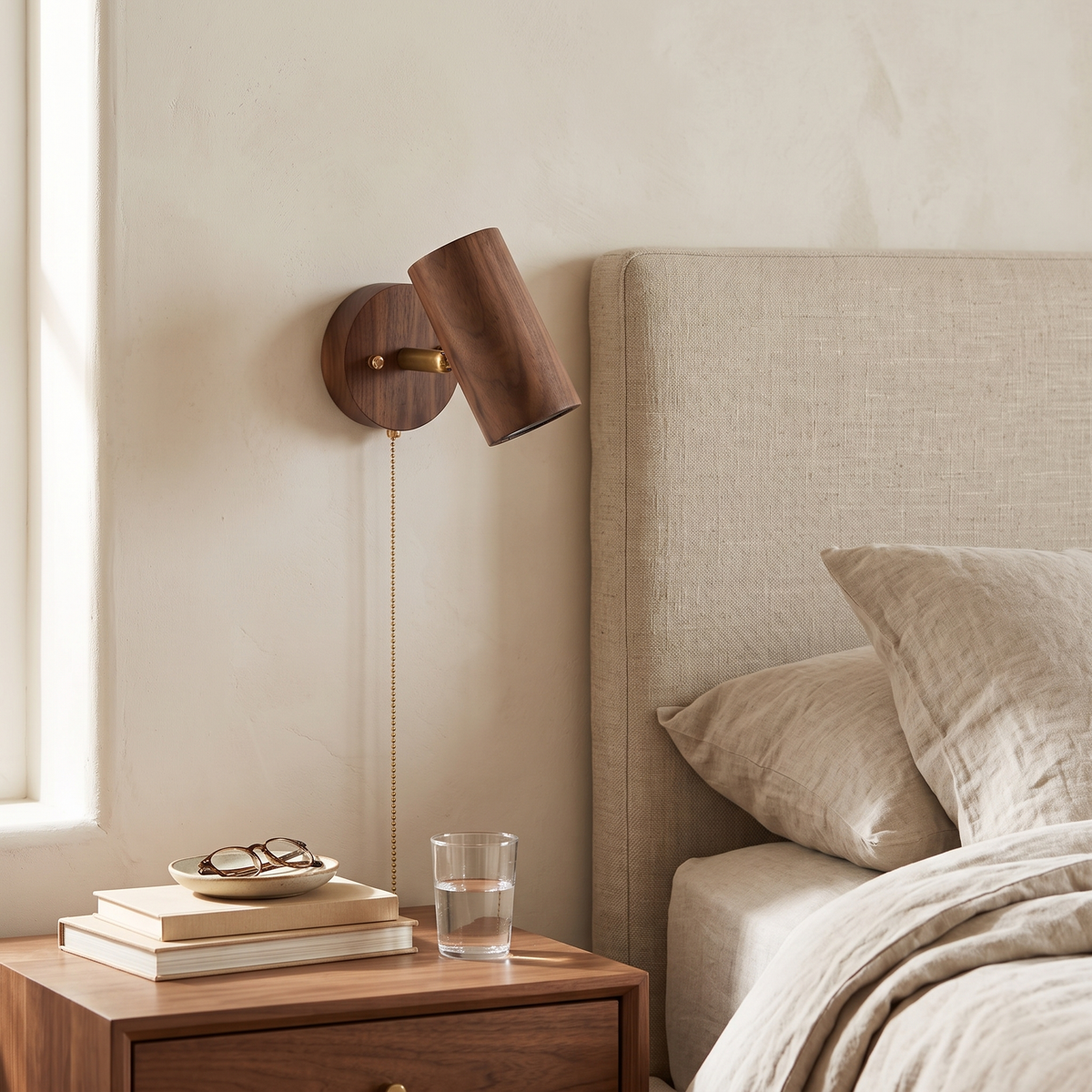 Teodor Walnut & Brass Adjustable Wall Spotlight