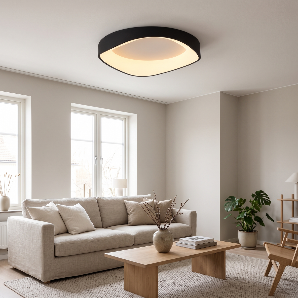 Fenna Wood Grain LED Ceiling Light, 40 or 50cm