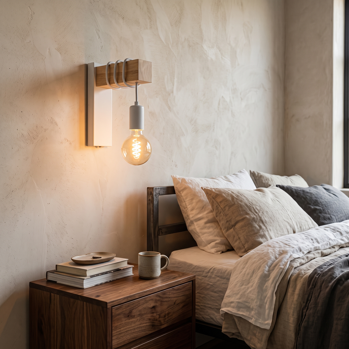 Ezra Industrial Wood & Metal Wall Sconce