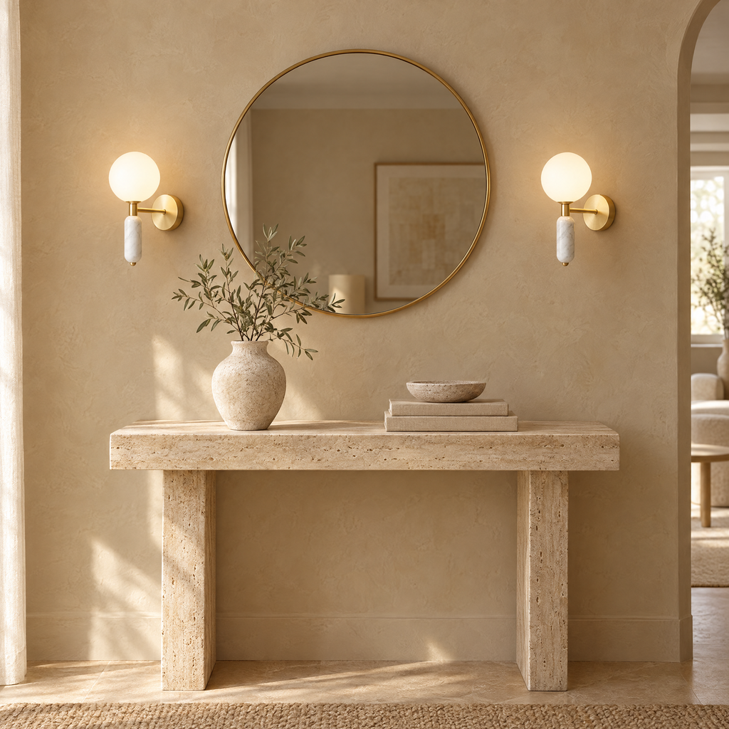 Vela Marble & Glass Gold Wall Sconce