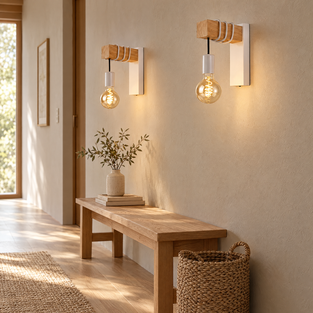 Ezra Industrial Wood & Metal Wall Sconce