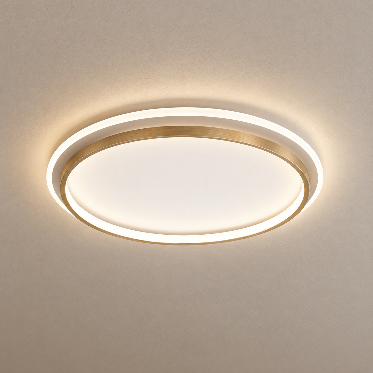 Hollis Walnut & Gold Round LED Ceiling Light