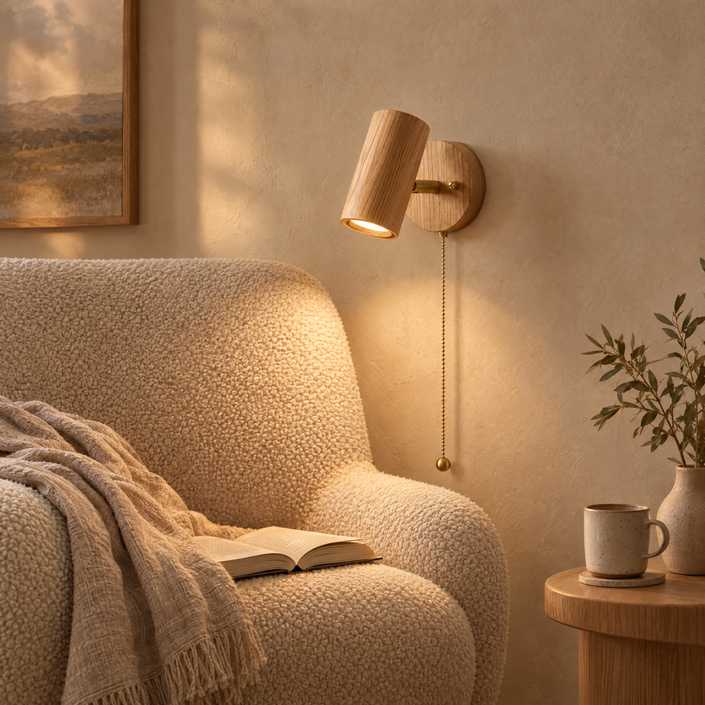 Teodor Walnut & Brass Adjustable Wall Spotlight