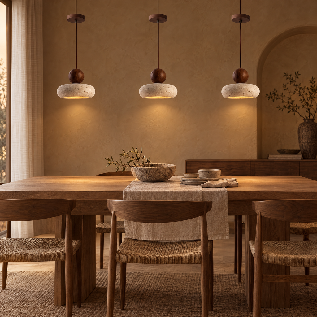 Tova Stone & Wood Mini Pendant Light