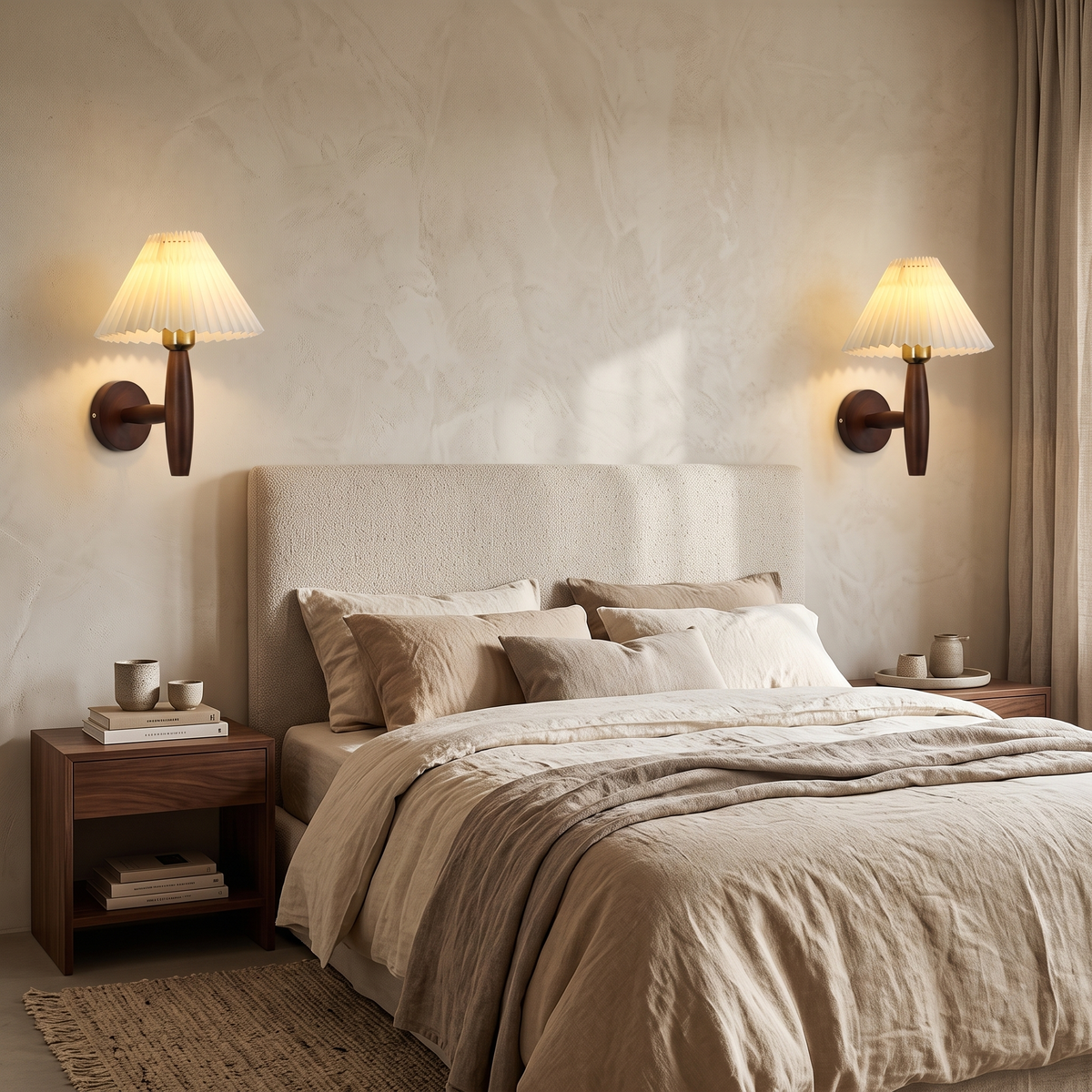 Greta Wooden Wall Sconce with Pleated Shade