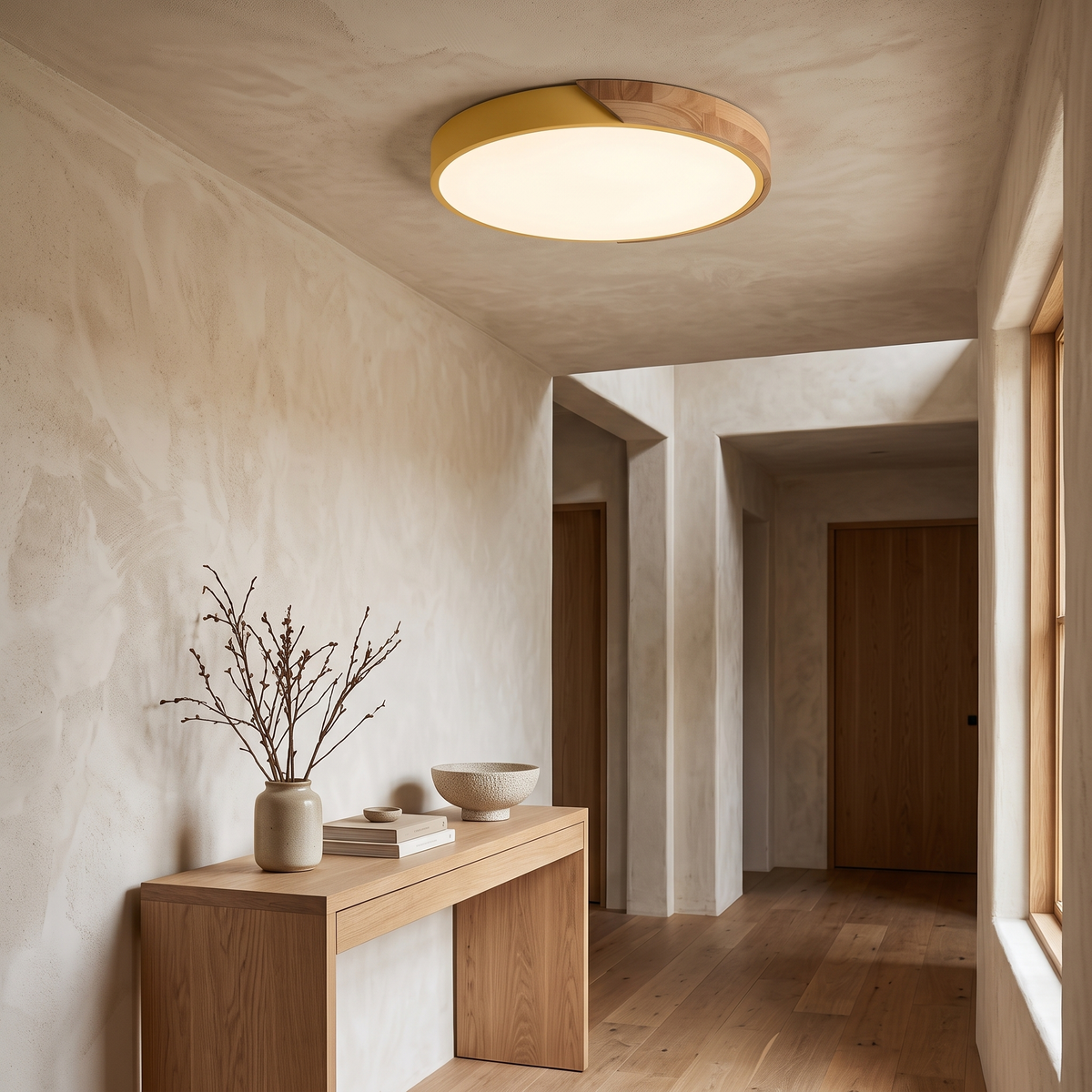 Freya Wood Trim Colour LED Ceiling Light, 23–40cm