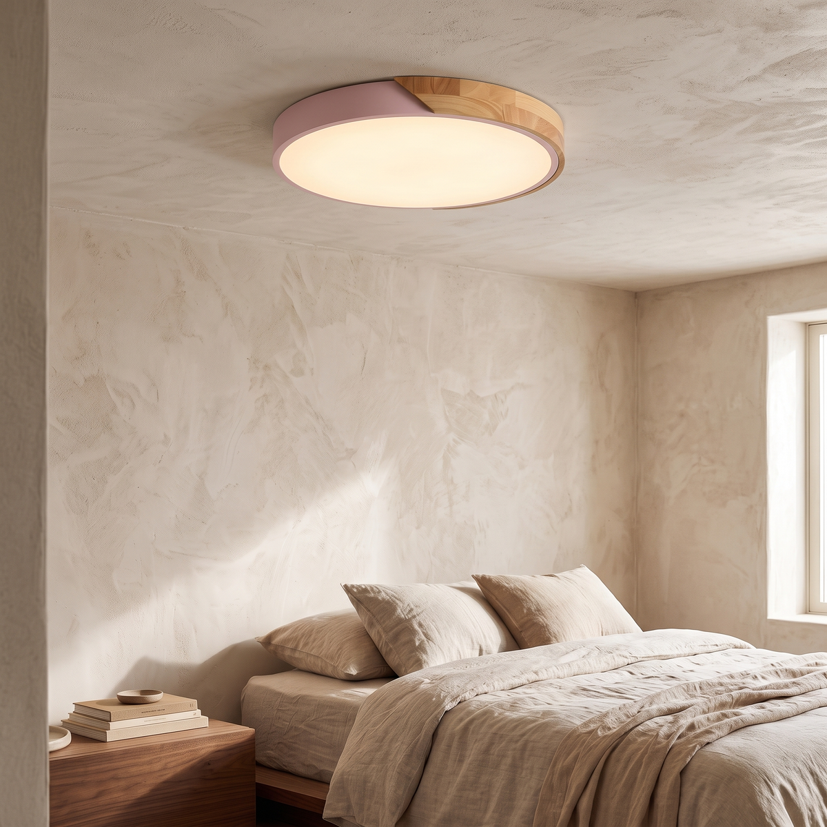 Freya Wood Trim Colour LED Ceiling Light, 23–40cm