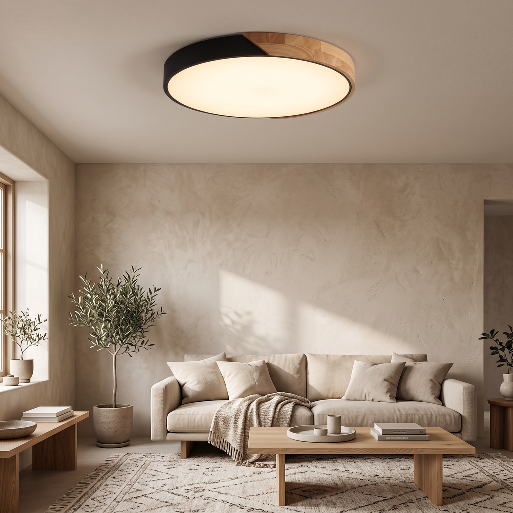 Freya Wood Trim Colour LED Ceiling Light, 23–40cm