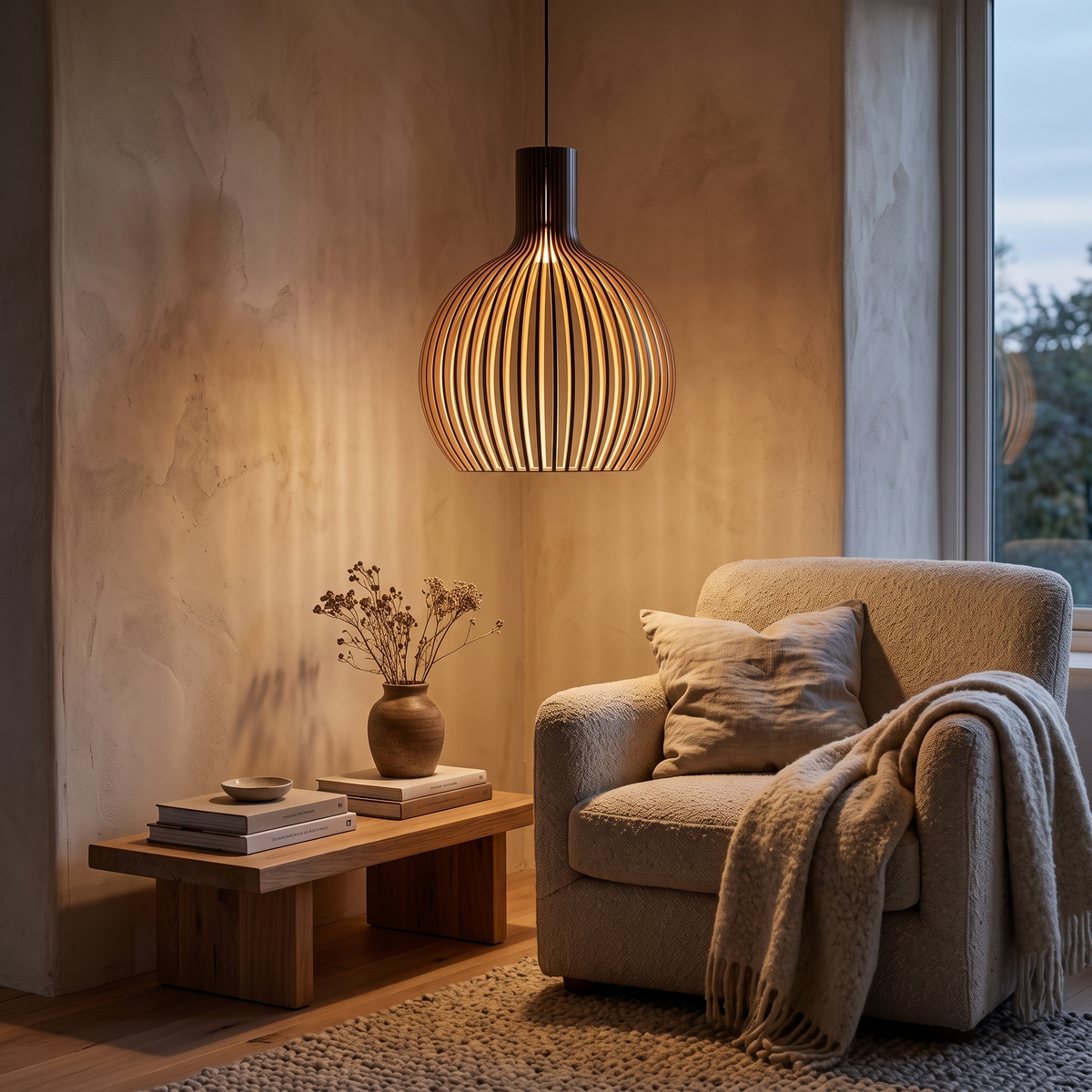 Oskar Handcrafted Wooden Pendant Light, 23–55cm