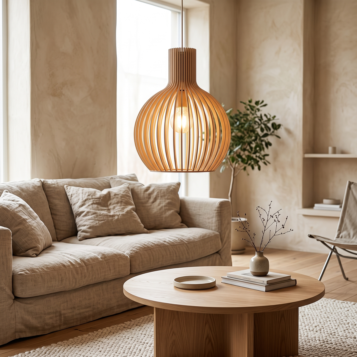 Oskar Handcrafted Wooden Pendant Light, 23–55cm