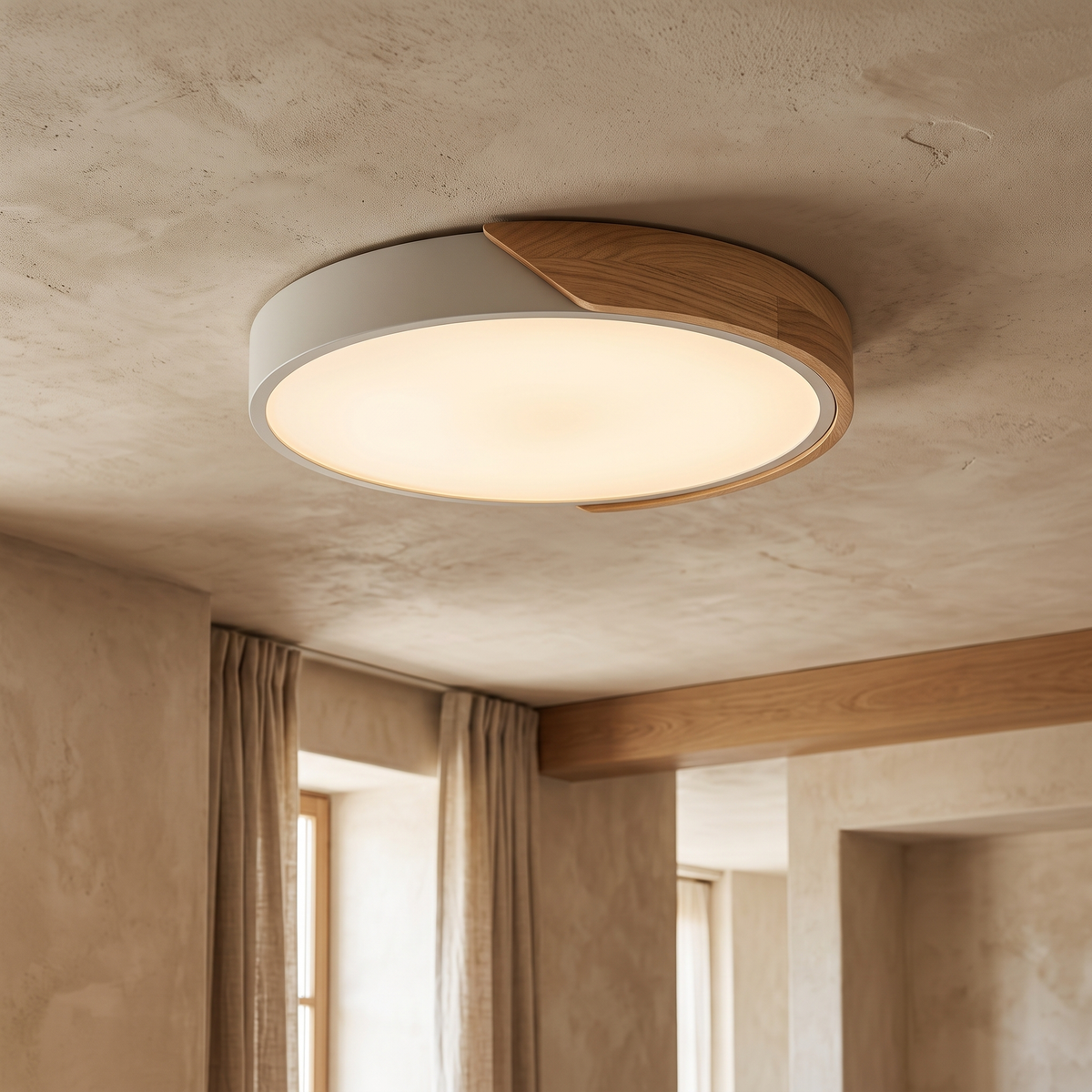 Freya Wood Trim Colour LED Ceiling Light, 23–40cm