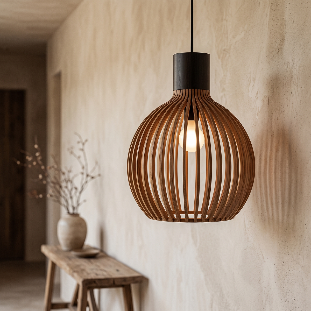 Oskar Handcrafted Wooden Pendant Light, 23–55cm