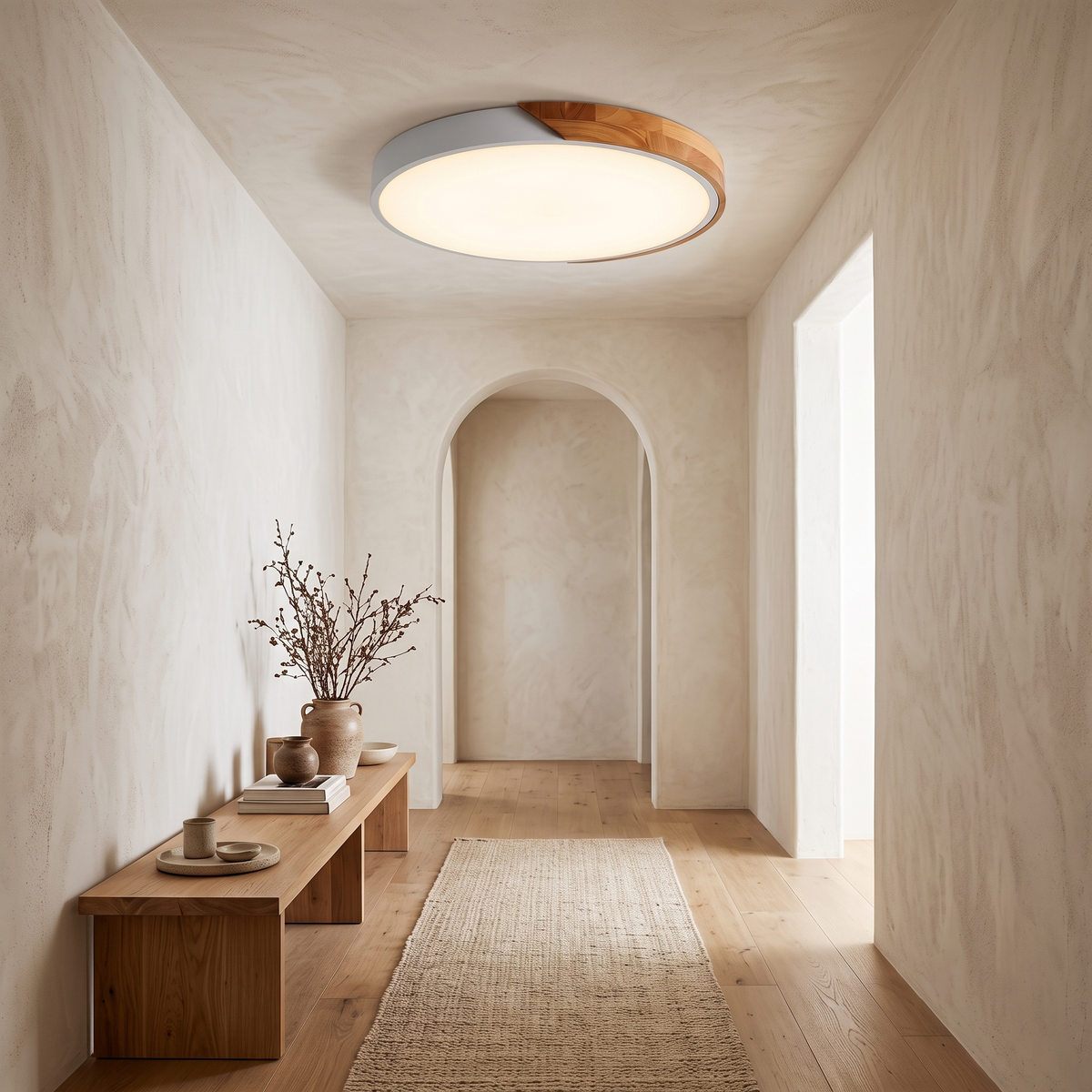 Freya Wood Trim Colour LED Ceiling Light, 23–40cm