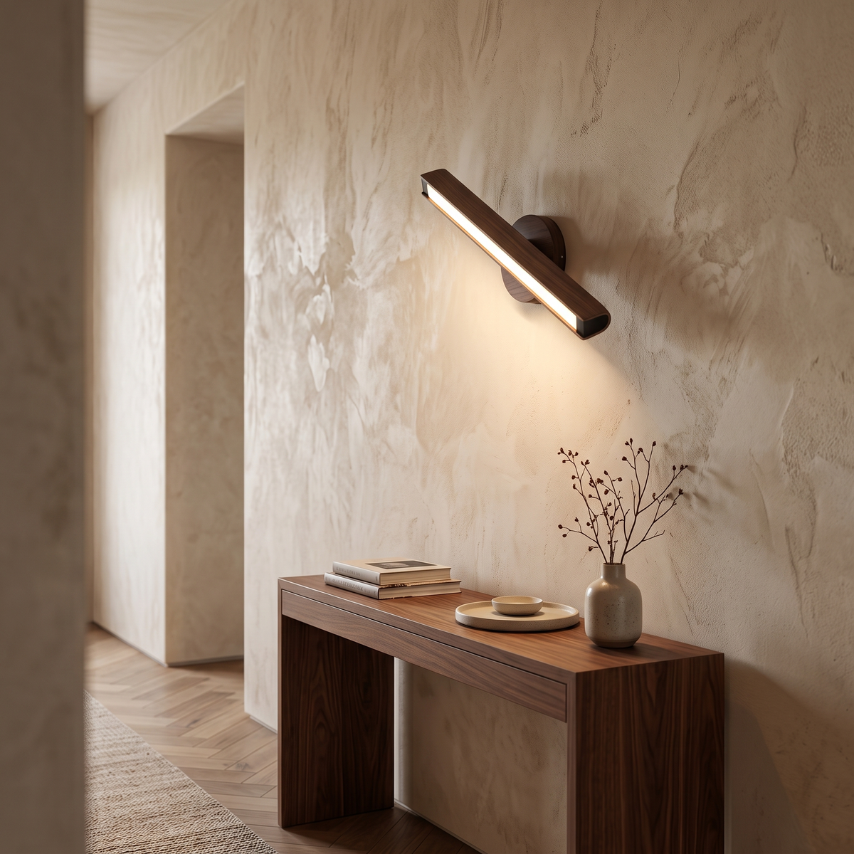 Haru Rotating Wood & Aluminium Wall Lamp