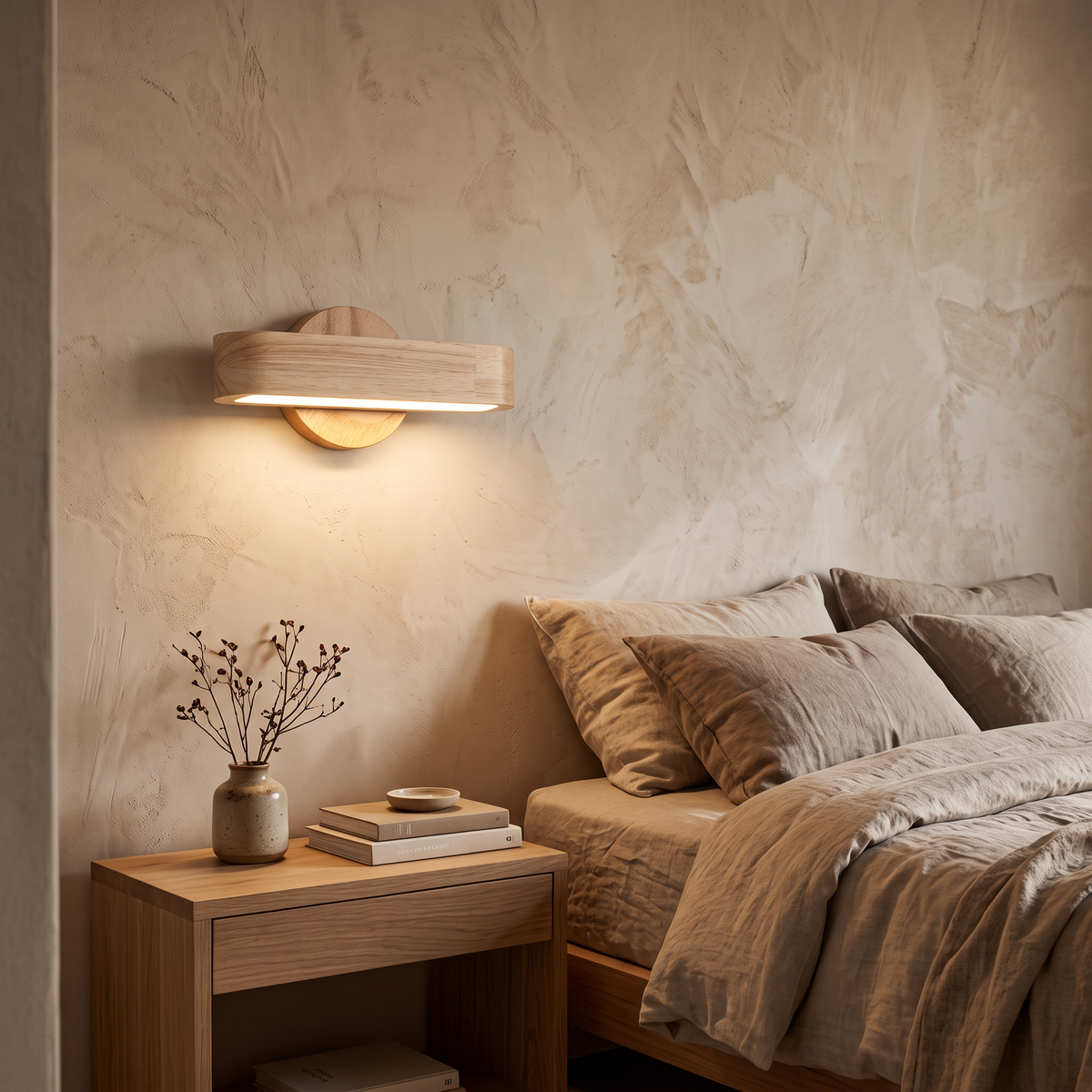 Haru Rotating Wood & Aluminium Wall Lamp