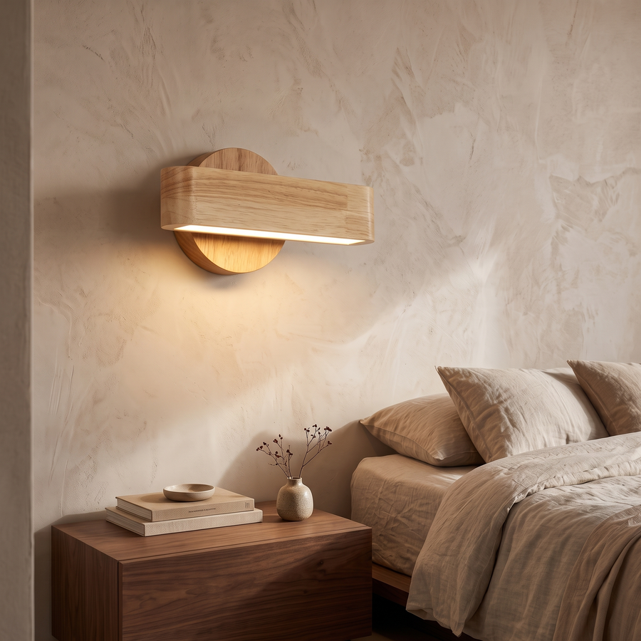 Haru Rotating Wood & Aluminium Wall Lamp