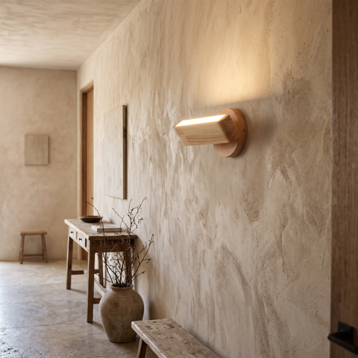 Haru Rotating Wood & Aluminium Wall Lamp