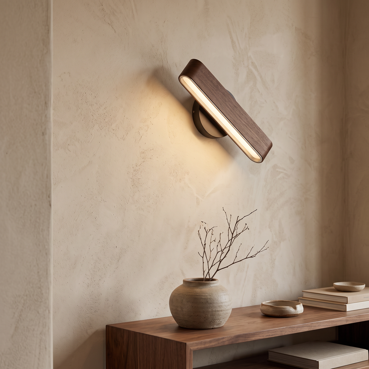 Haru Rotating Wood & Aluminium Wall Lamp