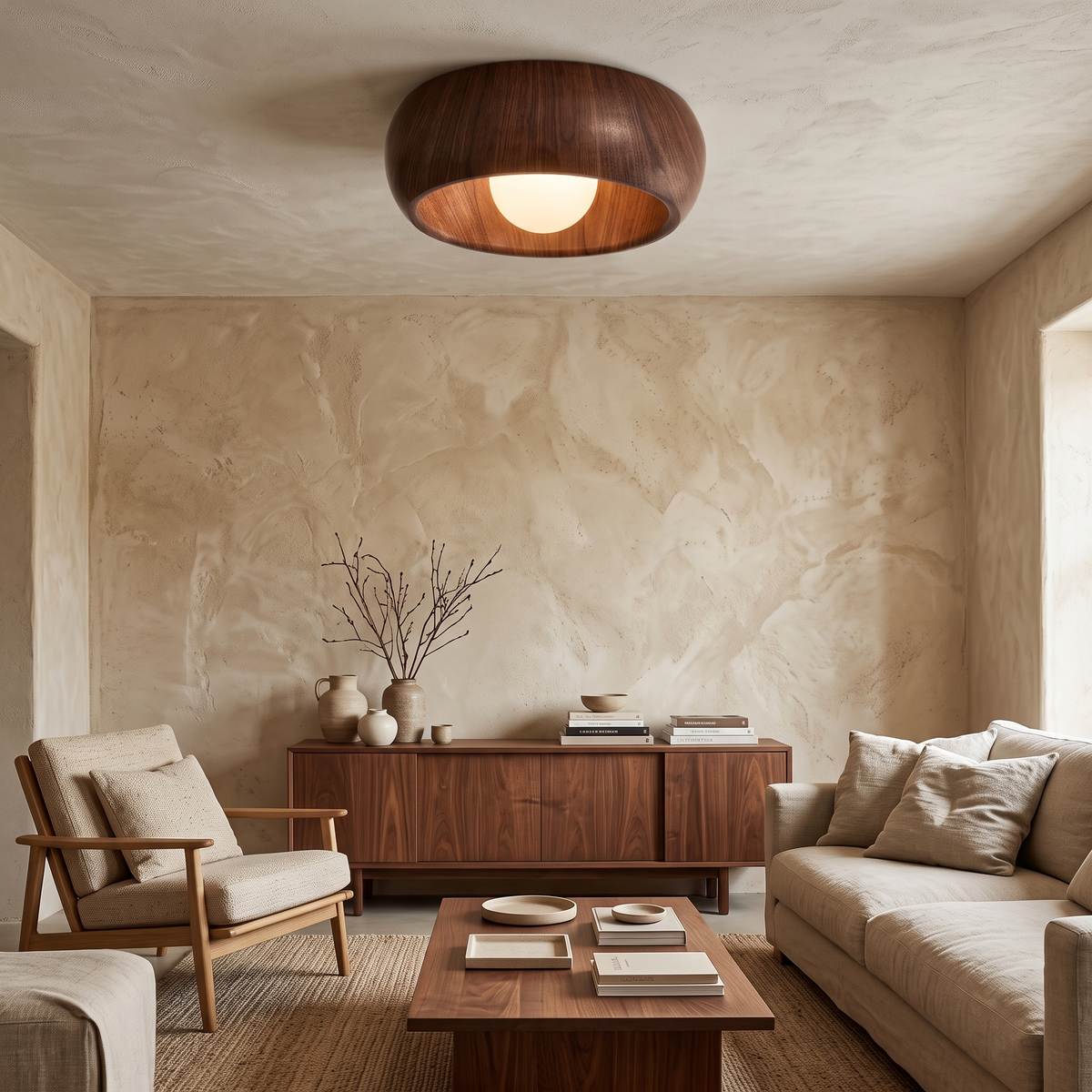 Alba Minimalist Wooden LED Ceiling Light