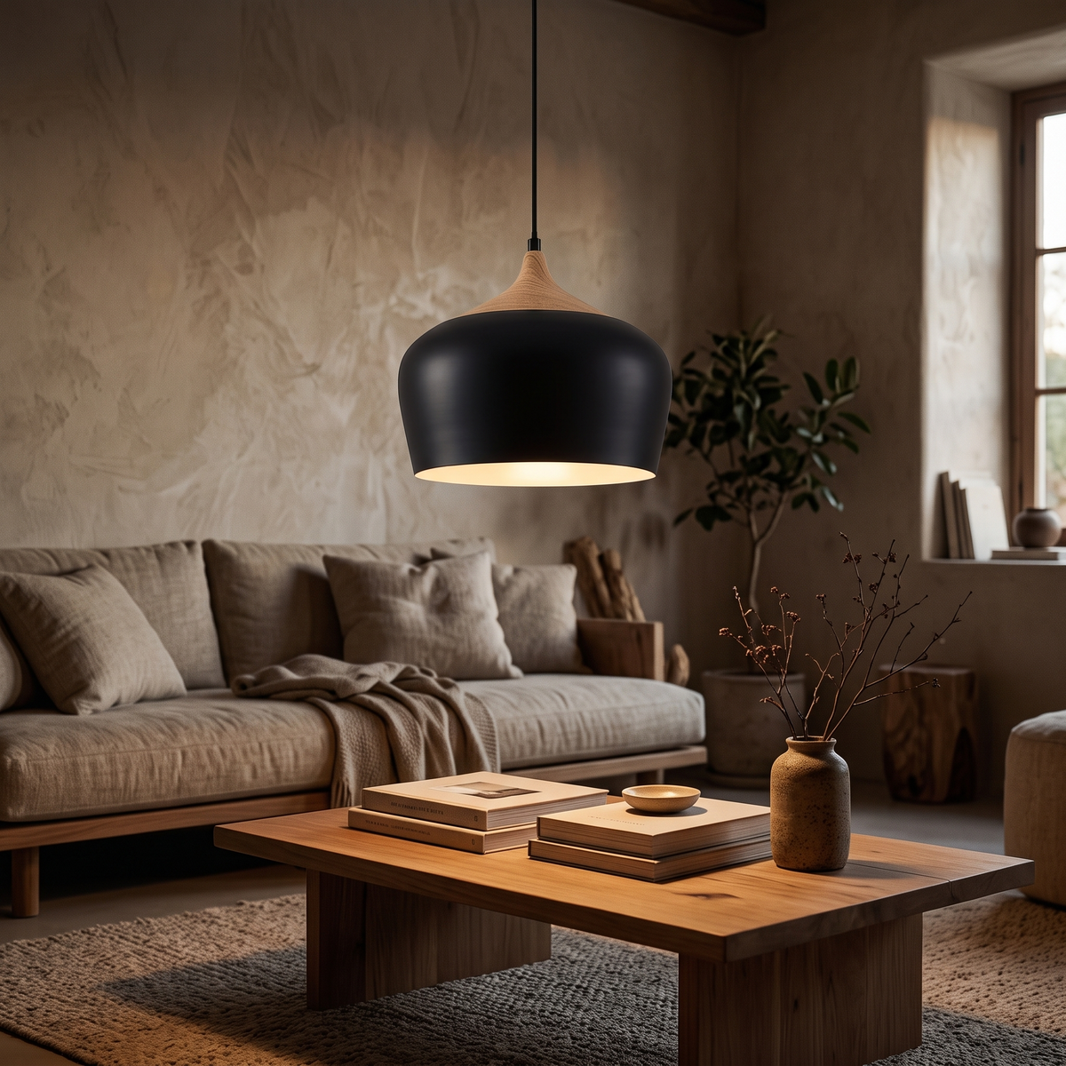 Nils Metal & Wood Grain Pendant Light