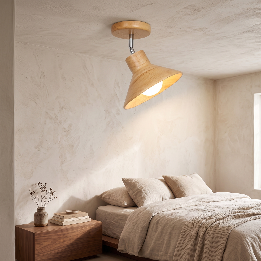 Bo Rotating Timber Cone Ceiling Light