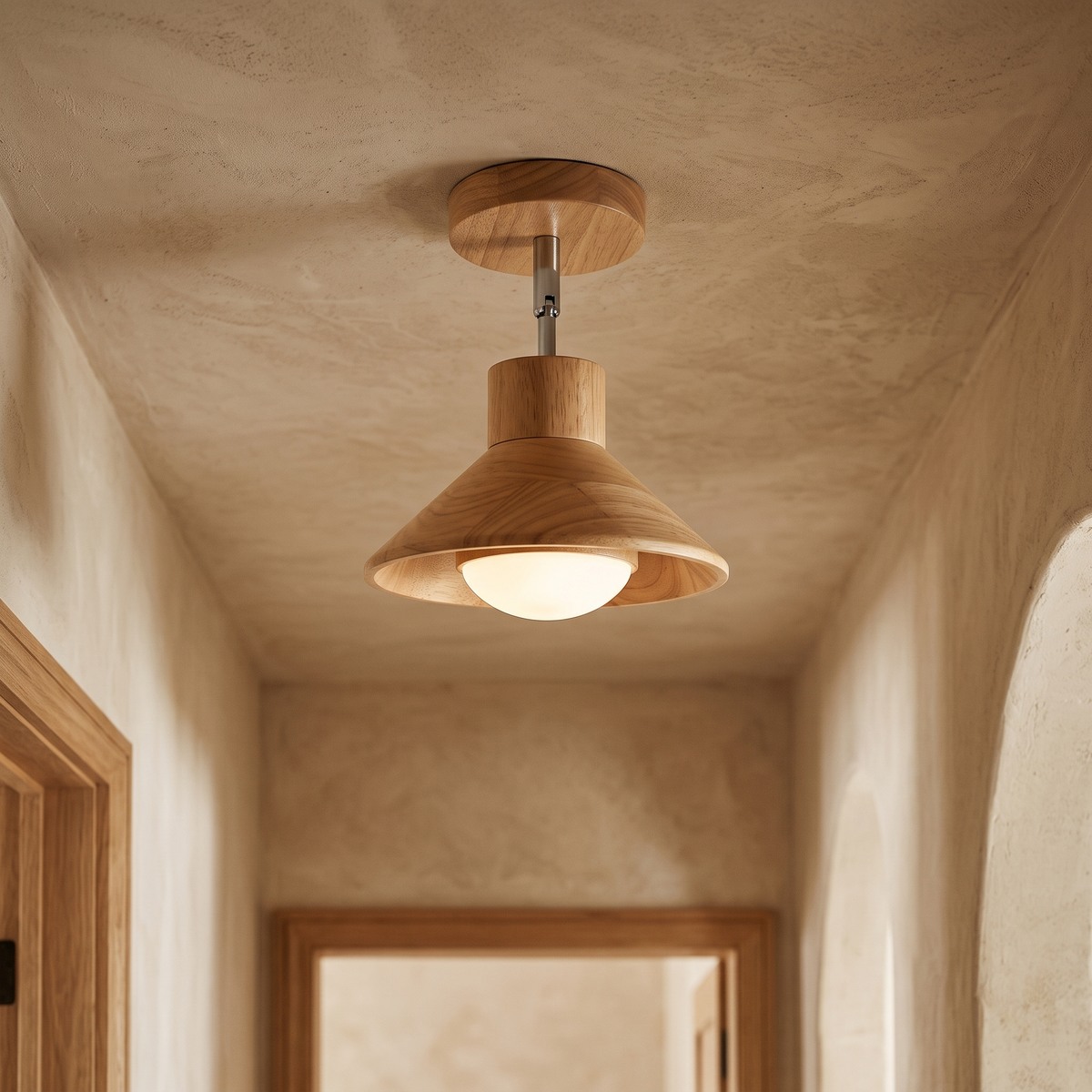 Bo Rotating Timber Cone Ceiling Light