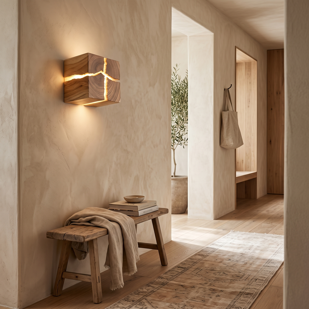 Rowan Carved Wood & Resin LED Wall Light