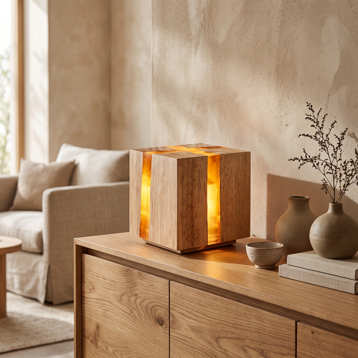 Rowan Carved Wood & Resin LED Wall Light