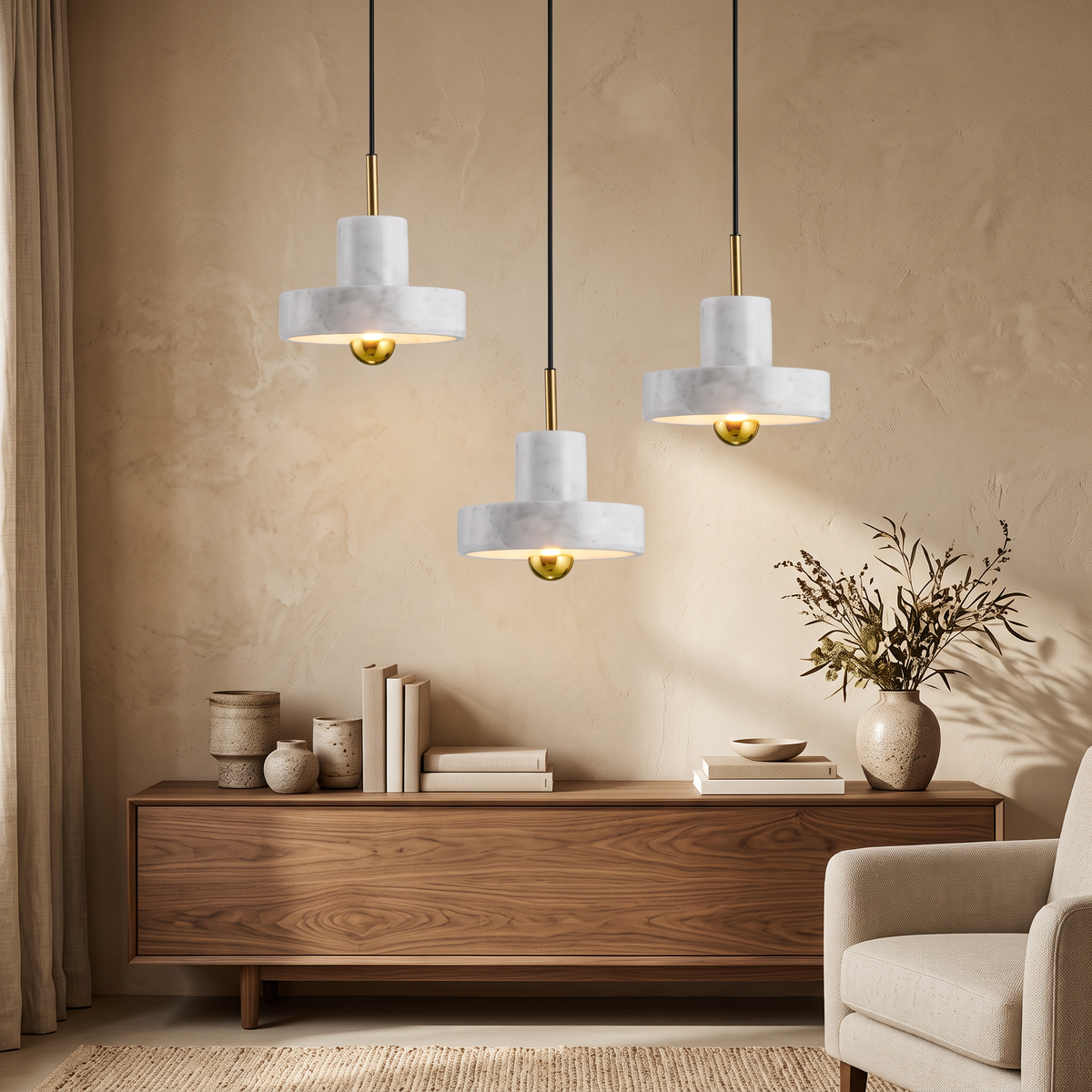 Petra Natural Marble Pendant Light