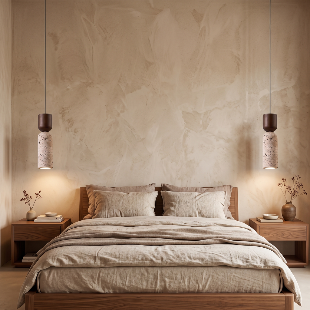 Saga Travertine & Wood Mini Pendant Light