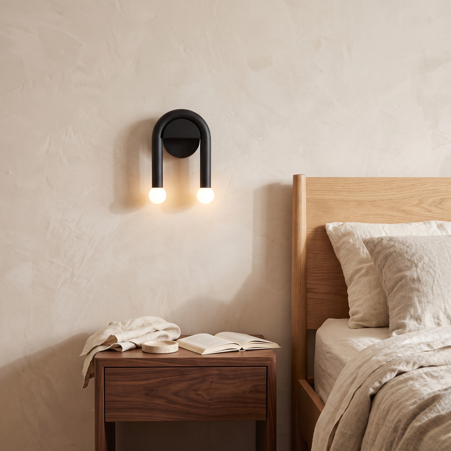Arcus Arched Iron & Frosted Glass Wall Light