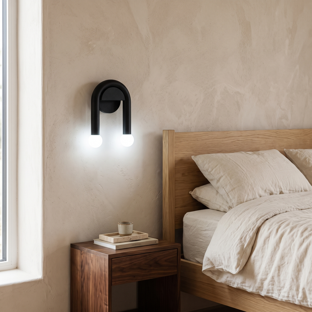 Arcus Arched Iron & Frosted Glass Wall Light