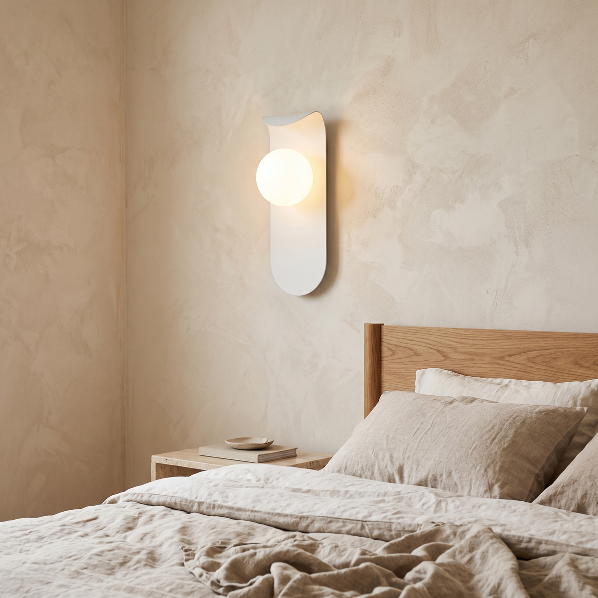 Lina Curved Iron & Frosted Glass Wall Light