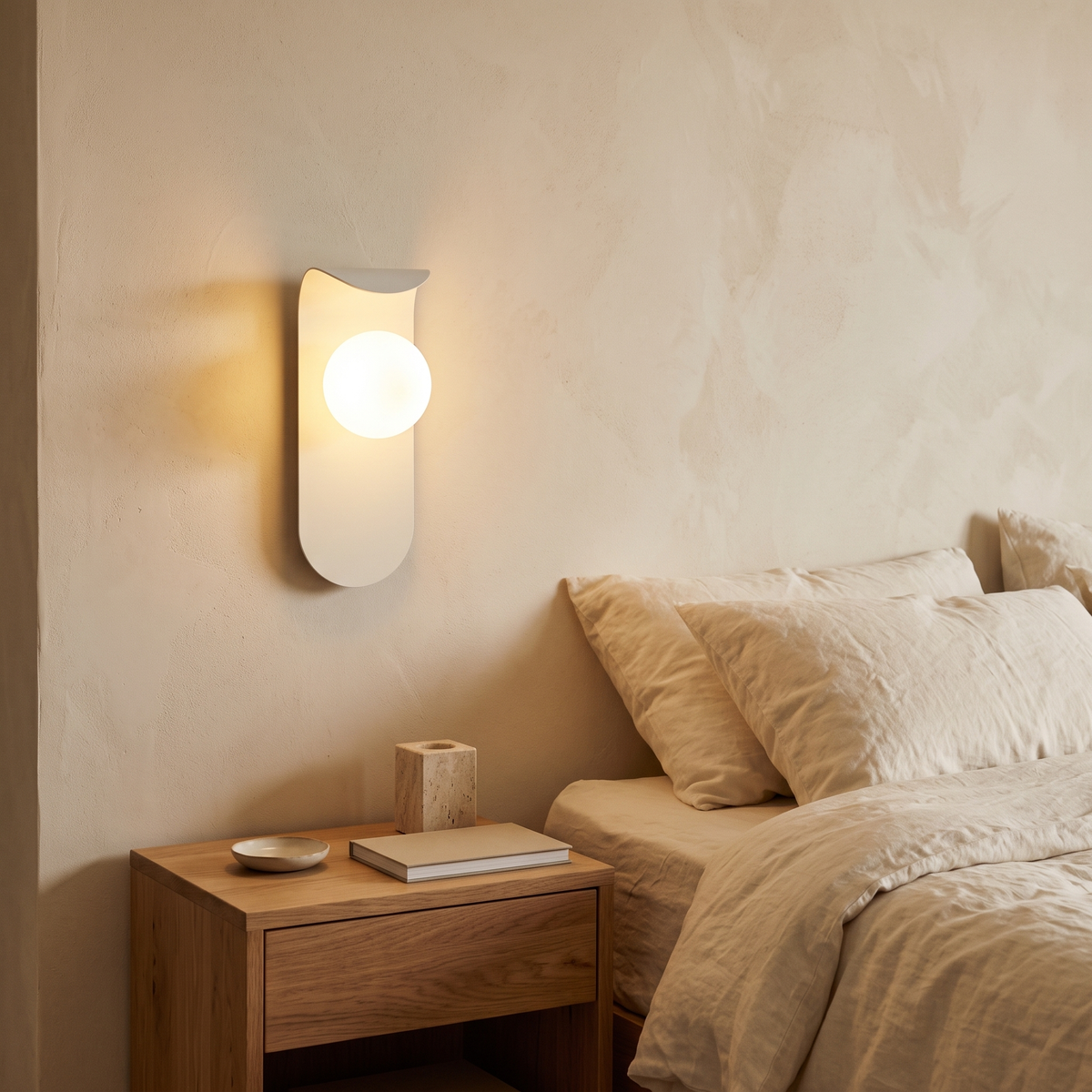 Lina Curved Iron & Frosted Glass Wall Light