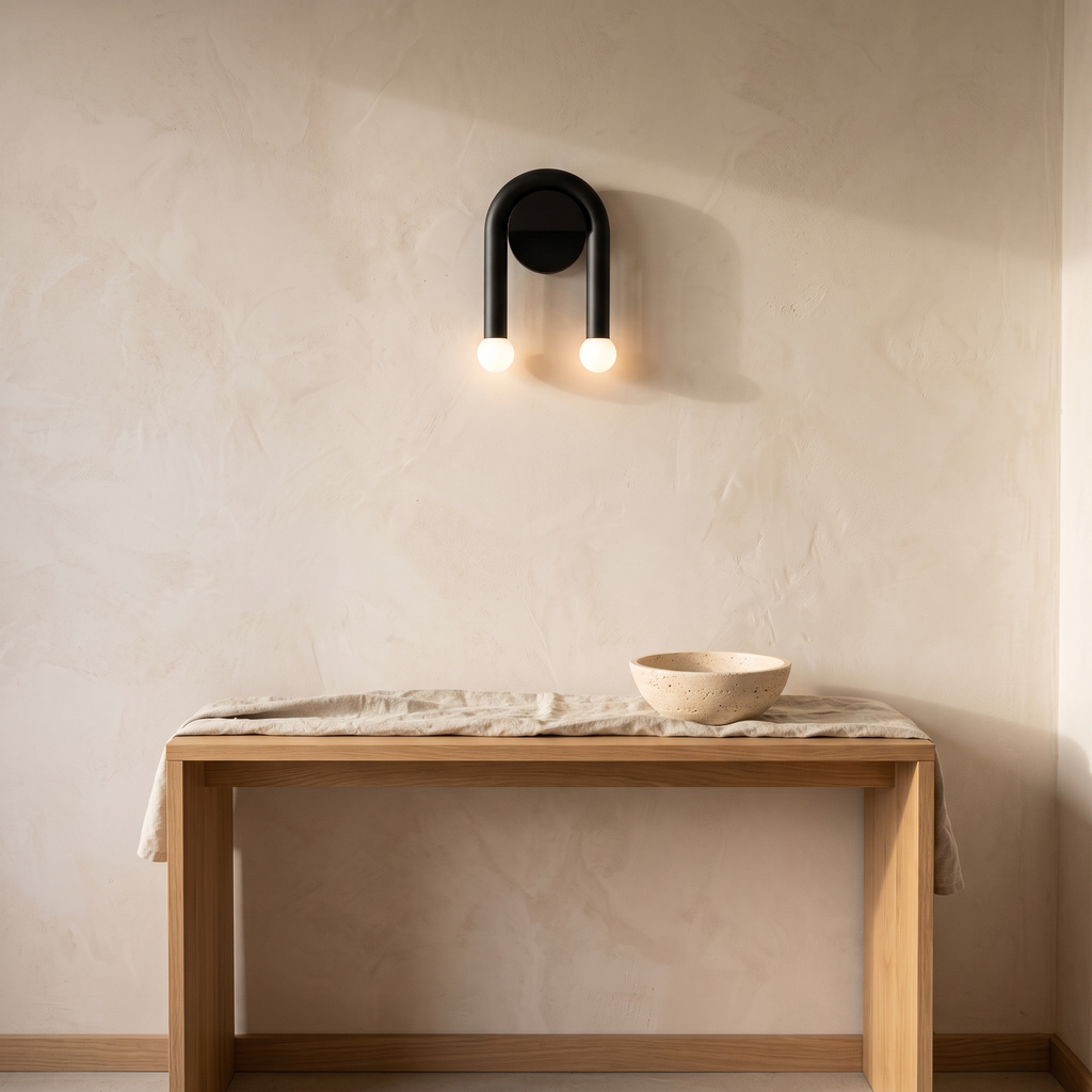 Arcus Arched Iron & Frosted Glass Wall Light