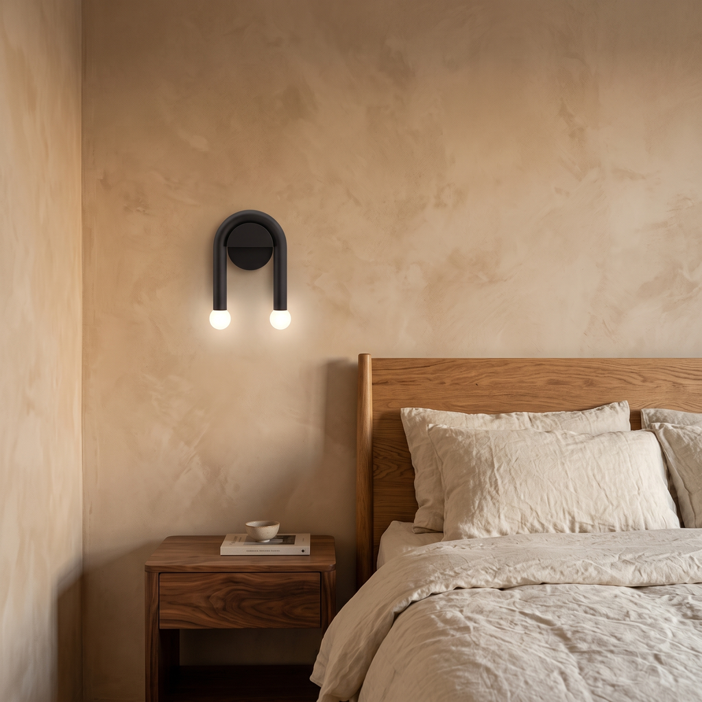 Arcus Arched Iron & Frosted Glass Wall Light