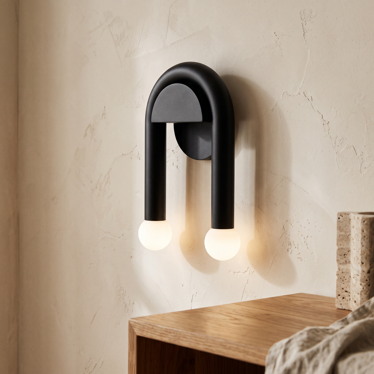 Arcus Arched Iron & Frosted Glass Wall Light