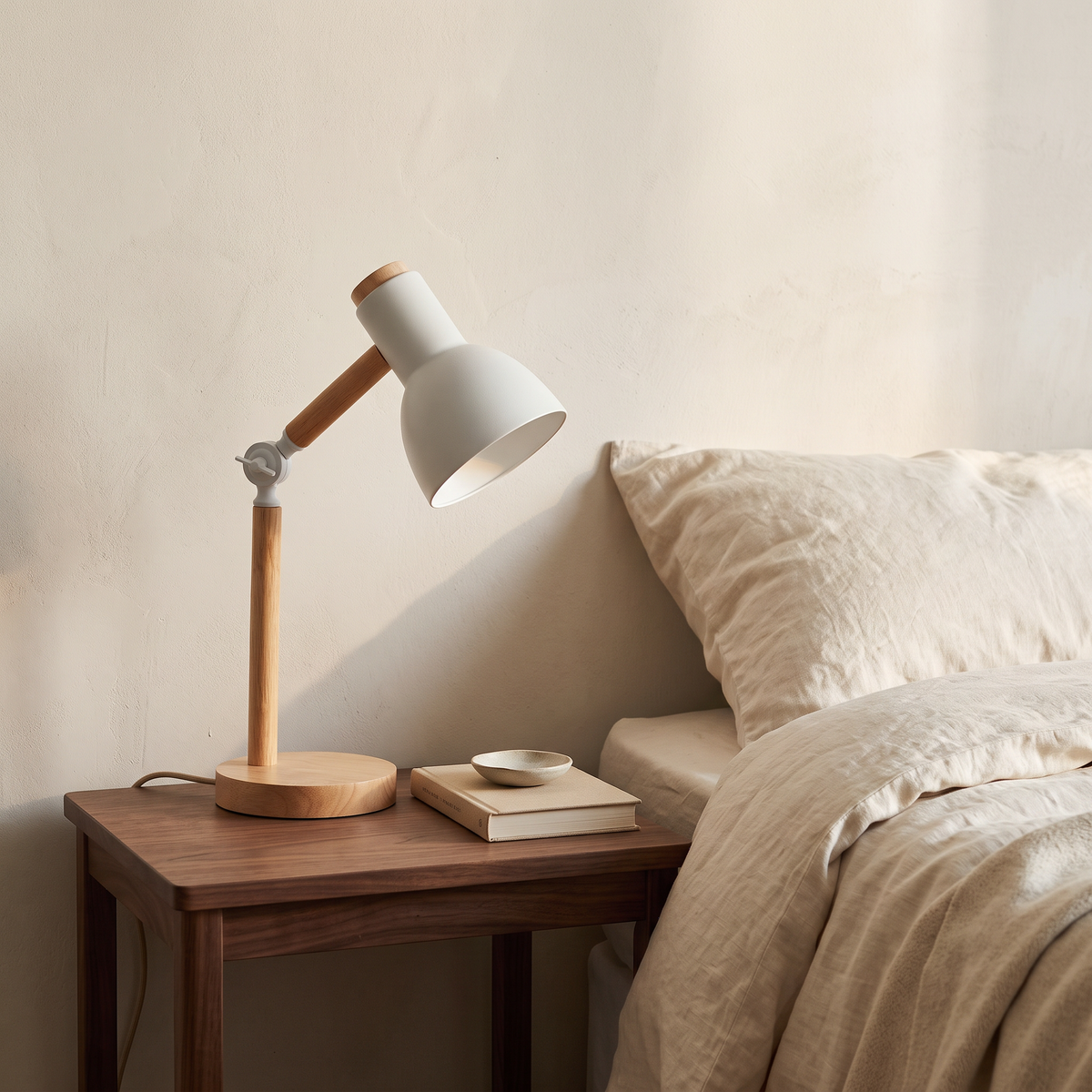 Adjustable Rubberwood Desk Lamp