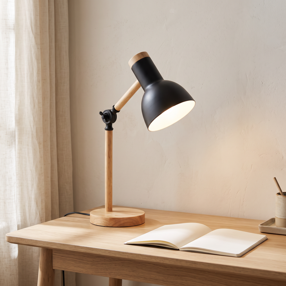 Wood & Metal LED Desk Lamp