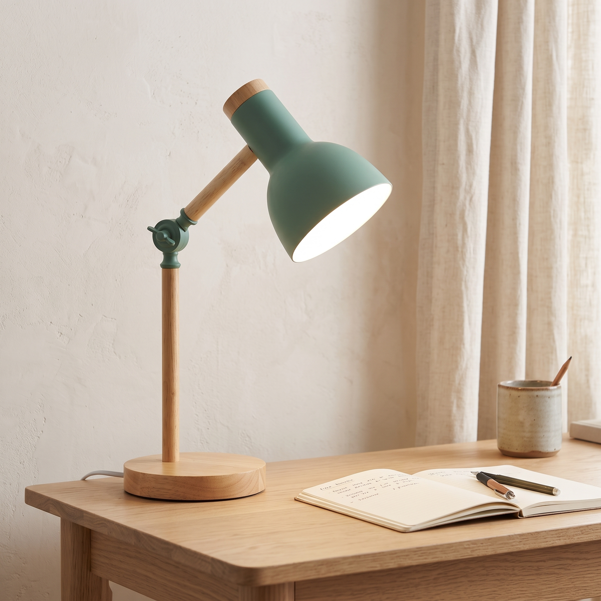 Wood & Metal LED Desk Lamp