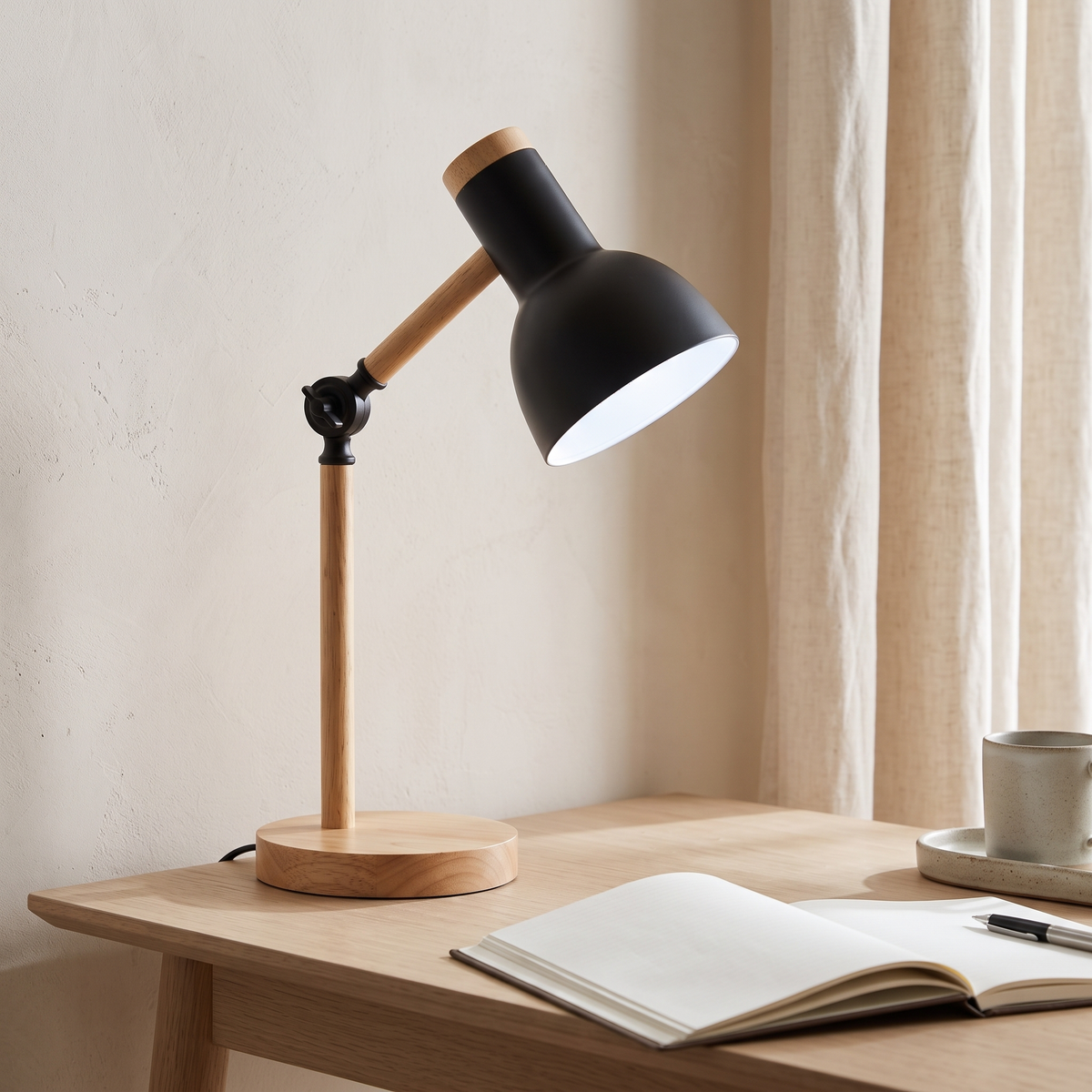 Wood & Metal LED Desk Lamp