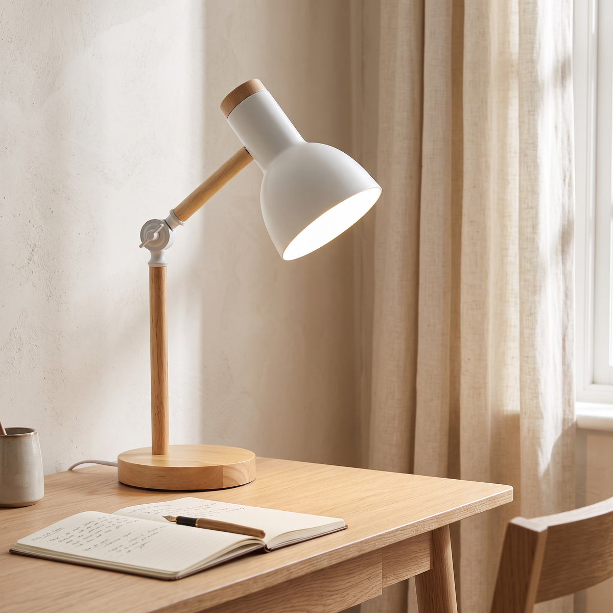 Wood & Metal LED Desk Lamp