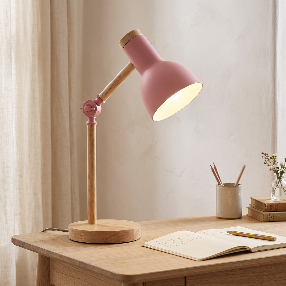 Wood & Metal LED Desk Lamp
